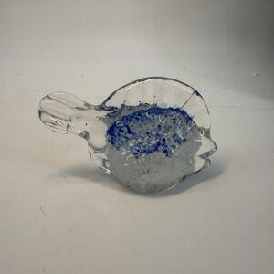Vintage Cobalt Blue Hand Blown Glass Angel Fish Figurine Paperweight Decor